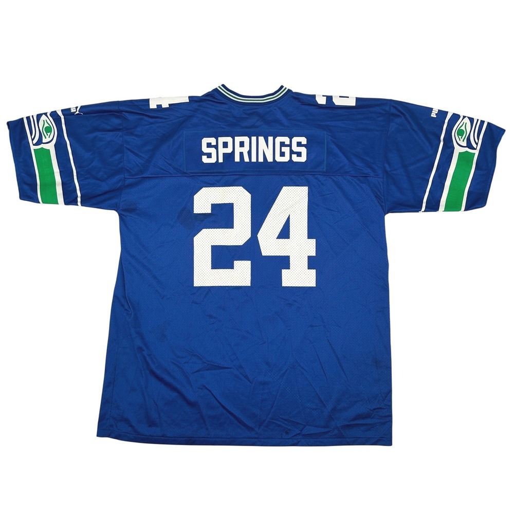 Puma Seattle Seahawks Shawn Springs 24 Blue Football Jersey Mens 2XL‎ Vtg Rare
